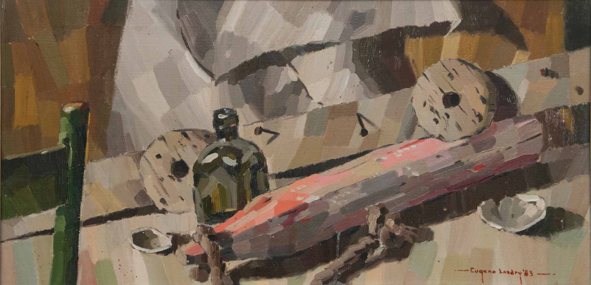 Still life with pink float: 20x24” oil on canvas, 1963